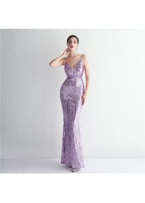 Women's Spagheggi V-Neck Sequins Sleeveless Mermaid Evening Dress