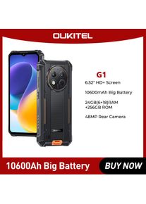 Oukitel G1 Rugged smartphone 6.52&lsquo;' HD+ 10600mAh 24GB+256GB Android14 48MP Camera cellphone