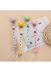 Baby Personalized Name Silicone Letter Dummy Holder Pacifier Chain Pentagram Silicones Infant Feeding Teething Toys Chew Gifts