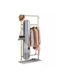 Full-Length Mirror Coat Rack Integrated Clothing Bedroom Living Room Multi-Functional Fitting Marble Base Rack with Installation