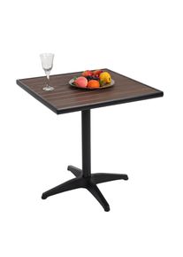 Gartentisch HWC-J95, Balkontisch Bistrotisch, Gastronomie Outdoor-Beschichtung Alu Holzoptik ~ schwarz, dunkelbraun