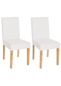 2er-Set Esszimmerstuhl Stuhl Küchenstuhl Littau ~ Kunstleder, weiß matt, helle Beine