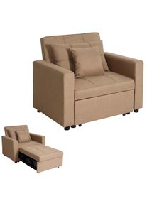 Schlafsessel HWC-L90, Klappsessel Schlafsofa Gästebett Relaxsessel, Liegefläche 197x103cm Stoff/Textil ~ taupe