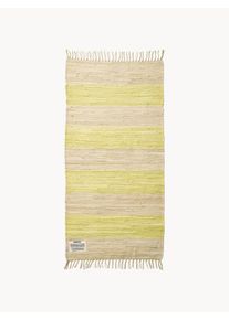 Bongusta Passadeira em algodão artesanal com franjas Chindi Bege, Amarelo Algodão L 60 x C 120 cm