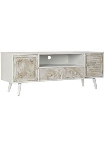 Meubles de télévision Dkd Home Decor Blanc Beige 136 x 40,5 x 52 cm