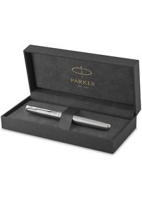 Parker Sonnet Tintenroller | Edelstahl mit Palladiumzierteilen | feine Spitze | Schwarze Tinte | Geschenkbox