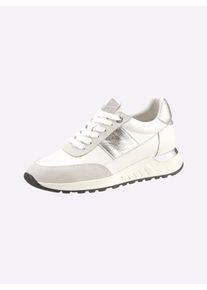 Heine Dames Sneaker in wit/zilverkleur ,maat 36, Witt, 100% Runderleer