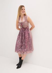 Dirndl med paljettförkläde - rosenträ, mönstrad - storlek 42 - bonprix