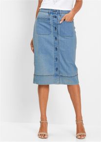 Jeanskjol med knappar - blå - storlek 44 - bonprix