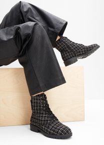 Snörkänga med bouclélook - svart - storlek 42 - bonprix