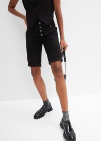 Bermudashorts med h&ouml;g midja i elastisk bomullsmix - svart - storlek 48 - bonprix