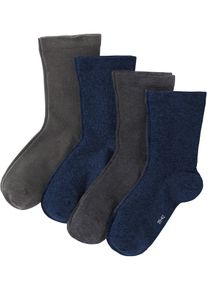 Strumpor med bekväma muddar (4-pack) ekologisk bomull - blå - storlek 35-38 - bonprix