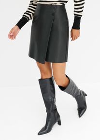 Kjol i skinnimitation - svart - storlek 54 - bonprix