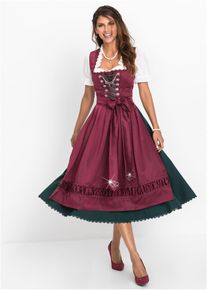 Dirndl med broderat satinförkläde (2 delar) - röd - storlek 52 - bonprix
