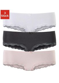 Lascana Panty, (3er-Pack), aus elastischer Baumwolle mit zarter Spitze