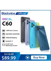 BLACKVIEW 2022 New Oscal C60 Smartphone 6.528 Inch 4GB+32GB 4780mAh 13MP + 5MP Camera Android 11 Mobile Phone With 3 Card Slots