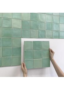3D Peel and Stick Green Tile Kitchen Splash Back Tile Sticker 3D Wall Sticker Self-adhesive Wall Panel Waterproof