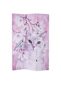 Dkd Home Decor - Paravent Chat Toile 120 x 2,5 x 180 cm Pin