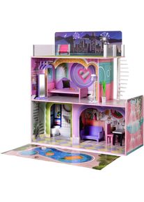 Maison de poupée en bois enfant 3 étages avec 16 accessoires mobilier multicolore Dreamland Sunset Olivia's Little World TD-13616A - Multicolore