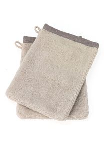 Lot de 2 gants de toilette absorbants coton 16x21cm feuille beige