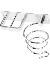 Cyslmuk - Support de sèche-cheveux aluminium Pas de poinçonnage 13.5 x 22.5 x 10.5cm argent