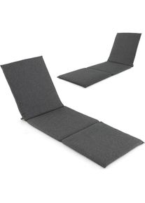 Costway - Coussin Bain de Soleil, Coussin Épais pour Chaise Longue d'Extérieur, Matelas Pliable pour Transat Extérieur, Sangles de Fixation à