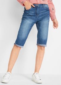 Bermuda en jean à revers taille mi-haute - bleu - taille 48 avec coton - bonprix