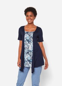 T-shirt 2en1 imprimé à encolure ronde - bleu - taille 58/60 (3XL) - Viscose - bonprix