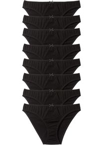 Lot de 8 slips - noir - taille 38/40 (S) avec coton - bonprix