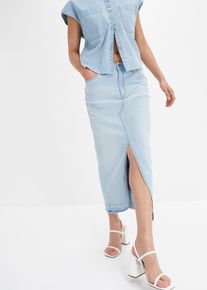 Jupe en jean fendue devant - bleu - taille 48 avec coton - bonprix