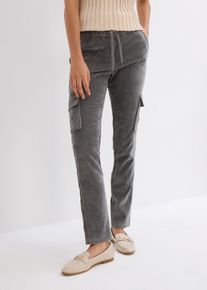 Pantalon taille élastiquée en velours côtelé - gris - taille 48 - bonprix