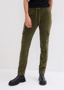 Pantalon taille &eacute;lastiqu&eacute;e en velours c&ocirc;tel&eacute; - vert - taille 40 - bonprix