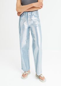 Jean large à enduction métallisée - bleu - taille 36 - 100% coton - bonprix