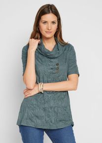 Krinklet trikot-tunika halv arm, grønn, størrelse 44/46 (L), bonprix