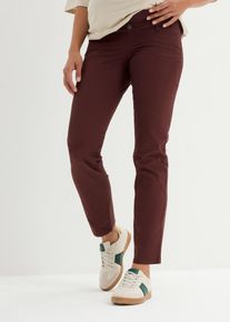 Pantaloni prémaman in twill elasticizzato slim fit, Marrone, Taglia 54, bonprix