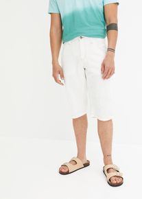 Bermuda cargo lunghi elasticizzati in jeans leggeri relaxed fit, Bianco, Taglia 48, bonprix