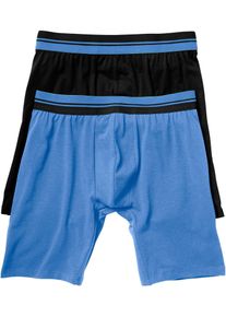 Boxer aderenti lunghi con cotone (pacco da 2), Blu, Taglia 6 (L), bonprix