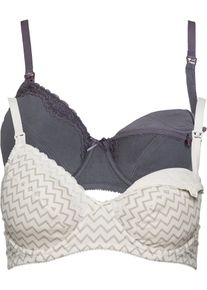 bonprix Mujer, Sujetador de lactancia con algodón orgánico (2 unidades), gris, 110