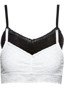 bonprix Női Bustier melltart&oacute; puha csipk&eacute;vel (2 db-os csomag), fekete, 38