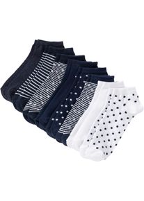 bonprix Női Bokazokni (8 pár) bio-pamuttal, kék, 43-46