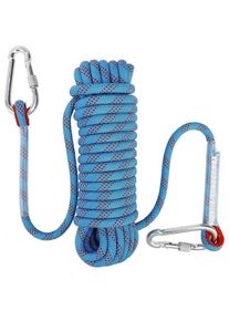 Corde d'escalade avec Mousqueton de Sécurité Statique 10mm Corde d'alpinisme Polyester Sauvetage pour Randonnée Alpinisme Montagne 10M - Choyclit