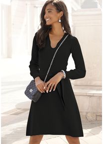 Lascana Strickkleid, (mit Bindegürtel), und V-Ausschnitt, Herbst- Winterkleid, casual-elegant