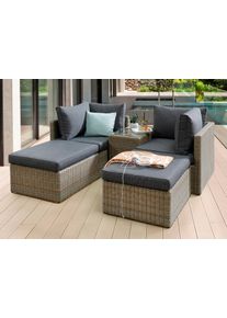 Destiny Balkonset »IBIZA«, (13 tlg., 2x Eckelement, 2x Hocker,1x Tisch, inkl. Auflagen), Aluminium, Polyrattan