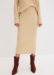 Gebreide kokerrok - beige - maat 44/46 (L) - bonprix