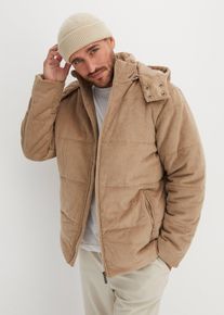 Gewatteerde jas van corduroy met afneembare capuchon - beige - maat 48/50 (M) - corduroy - bonprix