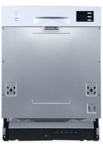 PKM GSP12-6TI-P Teilintegrierter Geschirrspüler, 60 cm breit, 12 Maßgedecke, AquaStop, 6 Programme, LED-Display, silber