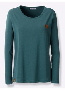 Dames Shirt met lange mouwen in petrol ,maat 36, WITT, 100% Katoen