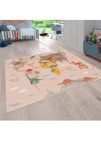 Paco Home Kinderteppich »Bino 583«, rechteckig, 4 mm Höhe, Spielteppich, Motiv Weltkarte & Dinosaurier, Kinderzimmer