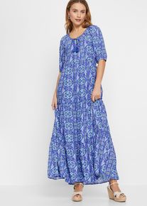 Bedrucktes Maxikleid aus nachhaltiger Viskose, blau, Größe 38, bonprix