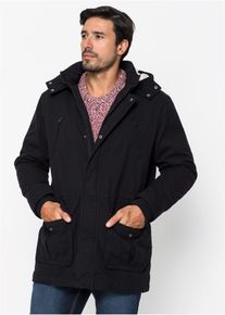Winter-Parka mit Teddy-Kapuze, schwarz, Gr&ouml;&szlig;e 52, 100% Baumwolle, bonprix